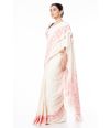 PURE COTTON HANDLOOM SAREE OFF BEIGE PLAIN BODY, CONTRAST RED PALLU & BORDER WITH MATCHING BLOUSE PIECE