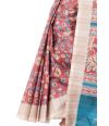 ALL OVER KALAMKARI PRINT ON SILK SAREE, CONTRAST PALLU & BORDER, CONTRAST BLOUSE PIECE