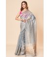 STEEL GREY BODY FANCY SAREE WITH GOLDEN THREAD WORK ON BORDER & PALLU & MATCHING BLOUSE PIECE