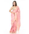 BABY PINK ORGANZA TISSUE SAREE WITH THREAD WORK & MATCHING BLOUSE PIECE