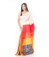 OFF WHITE BODY PRINTED SILK WITH MULTI HUED PATLI-PALLU & CONTRAST BLOUSE PIECE