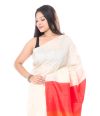 OFF WHITE BODY PRINTED SILK WITH MULTI HUED PATLI-PALLU & CONTRAST BLOUSE PIECE