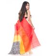 OFF WHITE BODY PRINTED SILK WITH MULTI HUED PATLI-PALLU & CONTRAST BLOUSE PIECE