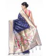 DARK BLUE PATHANI WITH ALL OVER ZARI BUTA, ZARI BORDER AND PALLU, MATCHING BLOUSE PIECE