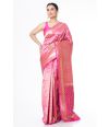 PINK SILK SAREE WITH ALL OVER ZARI THREAD WORK, ZARI BORDER & PALLU, MATCHING BLOUSE PIECE