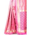 PINK SILK SAREE WITH ALL OVER ZARI THREAD WORK, ZARI BORDER & PALLU, MATCHING BLOUSE PIECE