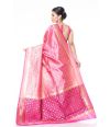 PINK SILK SAREE WITH ALL OVER ZARI THREAD WORK, ZARI BORDER & PALLU, MATCHING BLOUSE PIECE