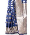 NAVY BLUE KATAN SILK WITH SELF DESIGN THREAD WORK & ZARI BUTA, ZARI BORDER & PALLU, MATCHING BLOUSE PIECE