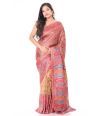 BEAUTIFUL RICH PATOLA SILK SAREE WITH ALL OVER INTERWOVEN ZARI & THREADWORK, CONTRAST BLOUSE PIECE