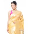 YELLOWISH CREAM PAITHANI SILK WITH SMALL ZARI BUTA, ZARI BORDER AND ZARI PALLU, MATCHING BLOUSE PIECE