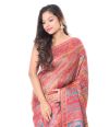 BEAUTIFUL RICH PATOLA SILK SAREE WITH ALL OVER INTERWOVEN ZARI & THREADWORK, CONTRAST BLOUSE PIECE