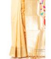 YELLOWISH CREAM PAITHANI SILK WITH SMALL ZARI BUTA, ZARI BORDER AND ZARI PALLU, MATCHING BLOUSE PIECE