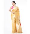 YELLOWISH CREAM PAITHANI SILK WITH SMALL ZARI BUTA, ZARI BORDER AND ZARI PALLU, MATCHING BLOUSE PIECE