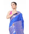 INK BLUE SILK BANDHANI, ZARI BORDER & PALLU WITH MATCHING ZARI BUTA ON BLOUSE PIECE