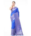 INK BLUE SILK BANDHANI, ZARI BORDER & PALLU WITH MATCHING ZARI BUTA ON BLOUSE PIECE