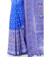 INK BLUE SILK BANDHANI, ZARI BORDER & PALLU WITH MATCHING ZARI BUTA ON BLOUSE PIECE