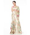 GOLDEN PAINTHANI WITH ALL OVER FLORAL PATTERN RICH ZARI WORK & MATCHING BLOUSE PIECE