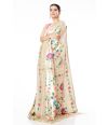 GOLDEN PAINTHANI WITH ALL OVER FLORAL PATTERN RICH ZARI WORK & MATCHING BLOUSE PIECE