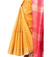 GOLDEN YELLOW BODY GHICHHA TUSSAR WITH ZARI BORDER & CONTRAST RED PALLU & BLOUSE PIECE