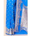 BLUE BANARASI SAREE adorned with intricate golden embroidery, delicate motifs & MATCHING BLOUSE PIECE