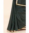VINTAGE STYLE MOSS GREEN KHADI COTTON SAREE WITH NARROW ZARI BORDER