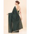 VINTAGE STYLE MOSS GREEN KHADI COTTON SAREE WITH NARROW ZARI BORDER