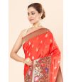 ALL OVER ZARI BUTA ON RED BODY WITH PAITHANI BORDER & PALLU, & DUAL TONE BLOUSE PIECE