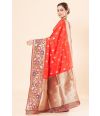 ALL OVER ZARI BUTA ON RED BODY WITH PAITHANI BORDER & PALLU, & DUAL TONE BLOUSE PIECE