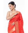 RED PAITHANI SILK WITH ALL OVER ZARI WORK AND MATCHING BLOUSE PIECE