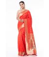 RED PAITHANI SILK WITH ALL OVER ZARI WORK AND MATCHING BLOUSE PIECE