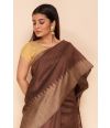 BROWN GHICHHA SILK, PATLI PALLU, MATCHING BLOUSE PIECE