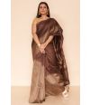 BROWN GHICHHA SILK, PATLI PALLU, MATCHING BLOUSE PIECE