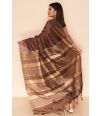 BROWN GHICHHA SILK, PATLI PALLU, MATCHING BLOUSE PIECE