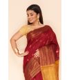 MAROON HANDLOOM WITH COPPER ZARI, CONTRAST BLOUSE PIECE