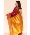 MAROON HANDLOOM WITH COPPER ZARI, CONTRAST BLOUSE PIECE