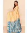 OFF WHITE SOUTH SILK, TEMPLE BORDER , CONTRAST PALLU, CONTRAST BLOUSE PIECE