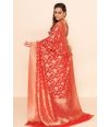 RED GEORGETTE BENARASI WITH ALL OVER ZARI WORK, MATCHING BLOUSE PIECE (ALL OVER WORK) 