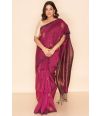 WINE COLOURED SOFT HANDLOOM WITH GOLD THREAD WORK, MATCHING BLOUSE PIECE