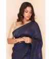 BERRY BLUE SOFT HANDLOOM WITH GOLD THREAD WORK, MATCHING BLOUSE PIECE