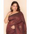 CINNAMON SOFT HANDLOOM WITH GOLD THREAD WORK, MATCHING BLOUSE PIECE