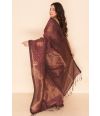 CINNAMON SOFT HANDLOOM WITH GOLD THREAD WORK, MATCHING BLOUSE PIECE