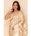 Ivory Radiance Organza Saree with Delicate Silver Thread Embroidery and Matching Blouse Piece