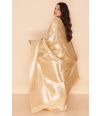 Ivory Radiance Organza Saree with Delicate Silver Thread Embroidery and Matching Blouse Piece