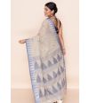 IVORY SOFT HANDLOOM, TEMPLE BORDER, CONTRAST PALLU, MATCHING BLOUSE PIECE