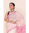 PRINTED KATHA STITCH ON KHADI COTTON, MATCHING BLOUSE PIECE