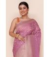 LAVENDAR COLOUR GOLD ZARI WORK GORGETTE BENARASI, MATCHING BLOUSE PIECE