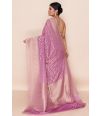 LAVENDAR COLOUR GOLD ZARI WORK GORGETTE BENARASI, MATCHING BLOUSE PIECE