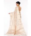 WHITE KORA SILK, ALL OVER MEENA JAAL, RICH PALLU TEAMED WITH MATTE GOLD COTTON SILK PARTY WEAR BLOUSE (PADDED)