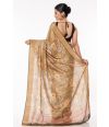 DIGITAL PRINTED MOSS GREEN SILK TUSSAR TEAMED WITH RAVISHING BLACK RAW SILK PARTY WEAR BLOUSE (PADDED)