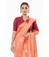 PEACH GHICHHA SILK, SELF THREAD DESIGN ON PALLU WITH MATCHING BLOUSE PIECE